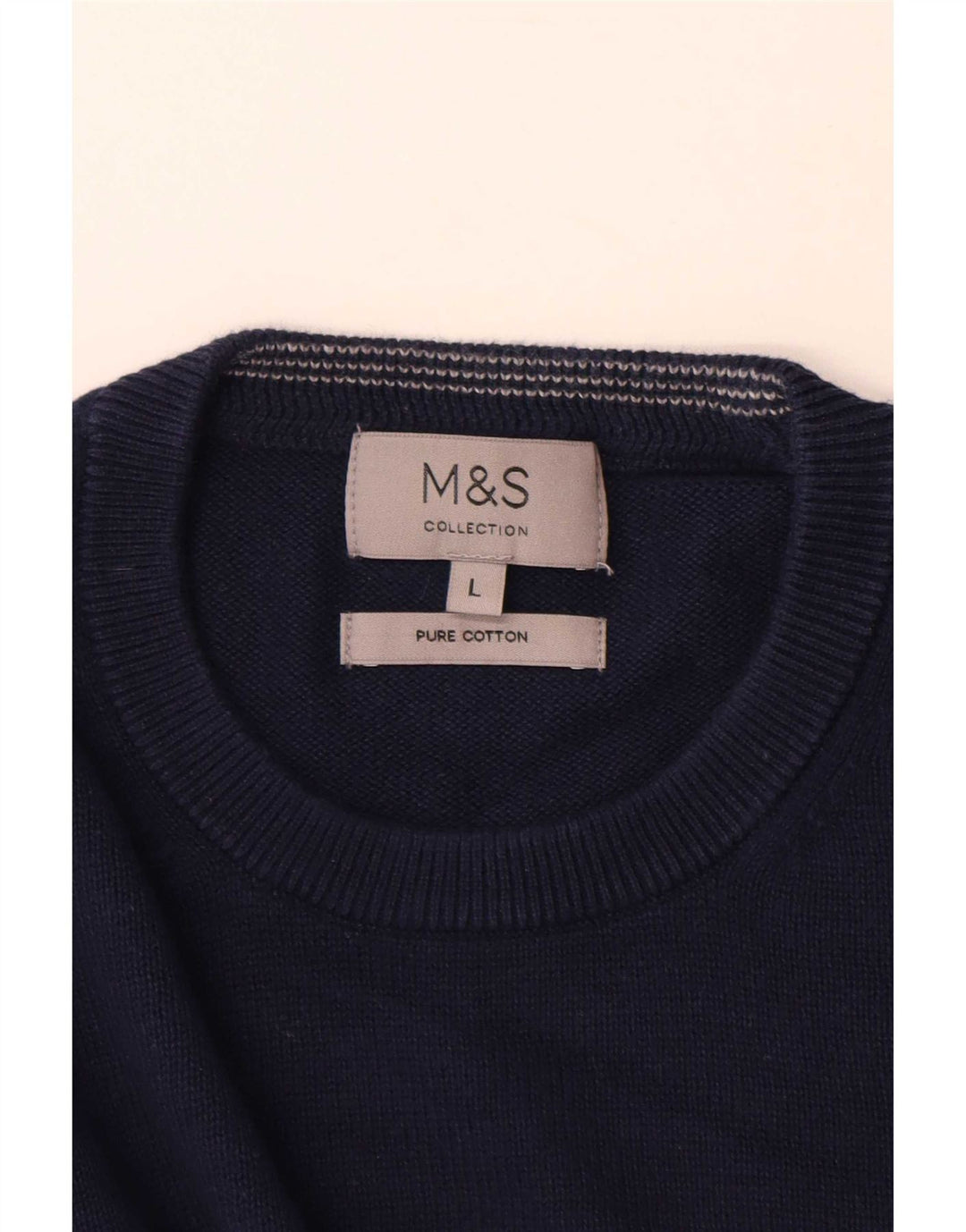 Мужской джемпер с круглым вырезом Marks & Spencer, большой темно-синий хлопковый свитер