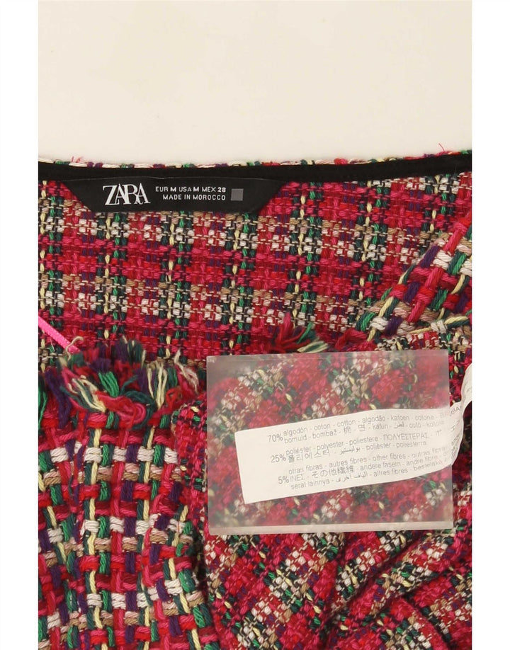 Женское болеро Zara UK 12, хлопок среднего красного цвета в клетку