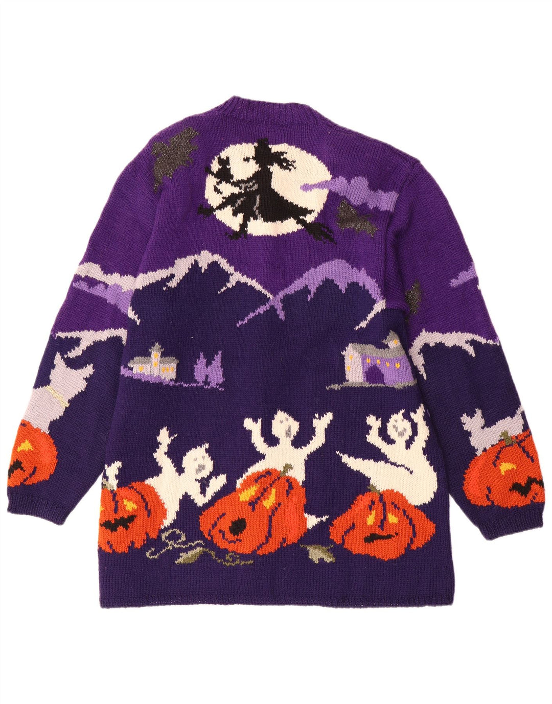 ВИНТАЖНЫЙ женский свитер-кардиган с графическим рисунком, Великобритания, 20, 2XL, фиолетовый, шерсть с цветными блоками