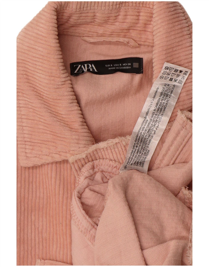 Женская вельветовая куртка оверсайз Zara UK 10, маленький розовый хлопок