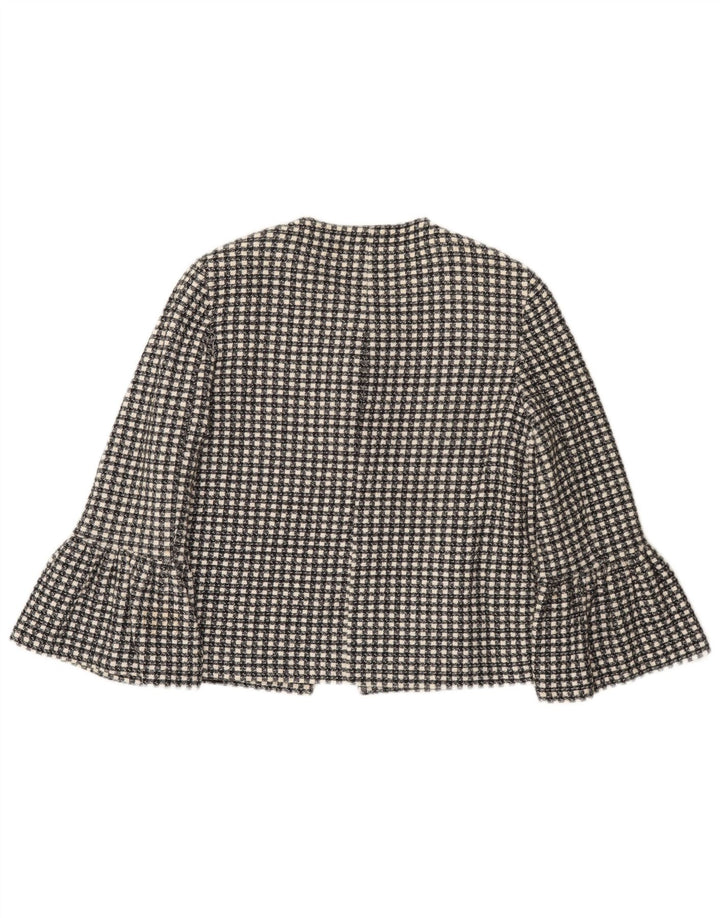 Женский пиджак на 1 пуговице с рукавом 3/4 Zara UK 10, маленькая черная клетка