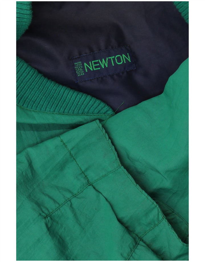 Мужская куртка-бомбер NEWTON UK 42 XL, зеленая, хлопок с цветными блоками