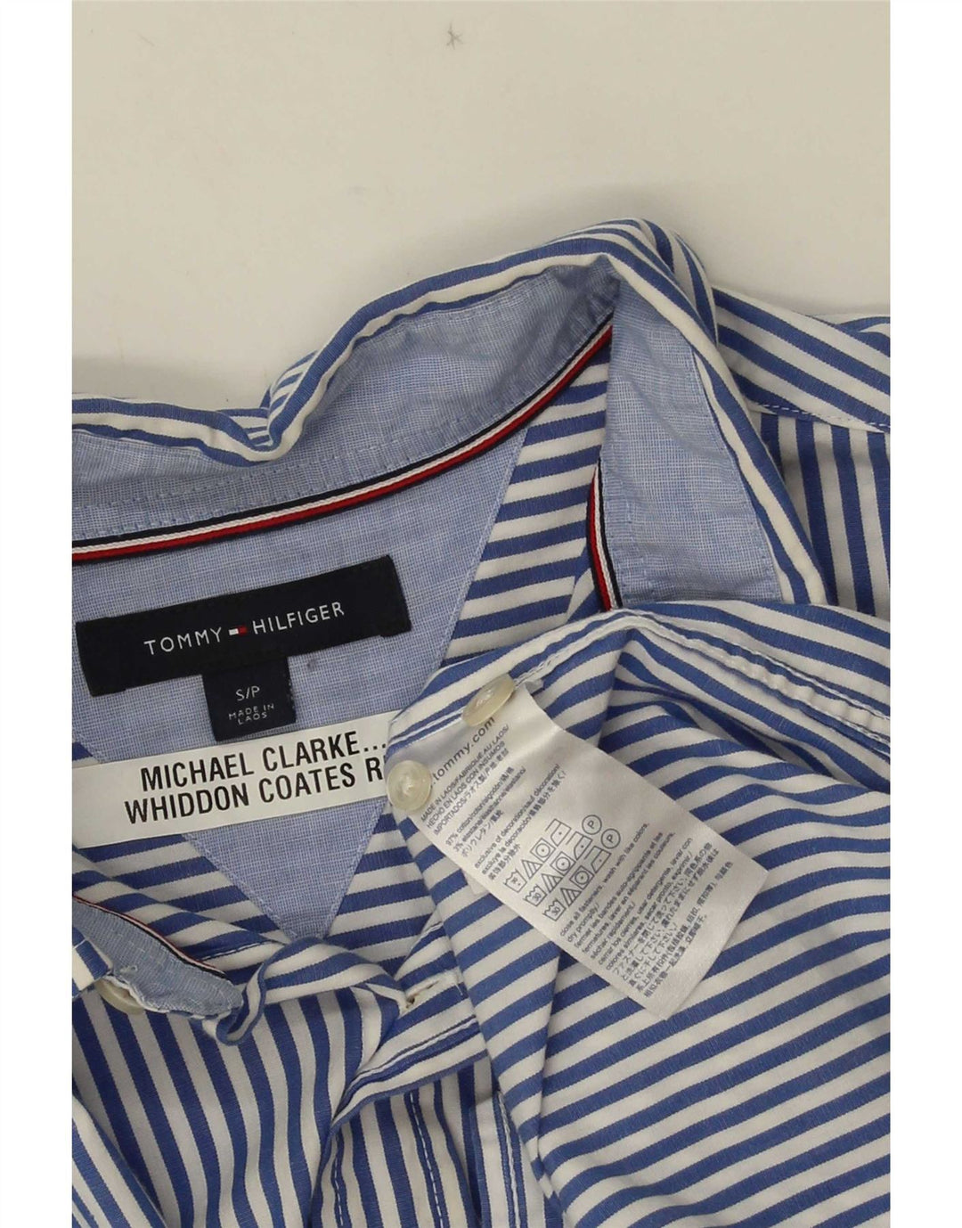 Мужская рубашка Tommy Hilfiger в маленькую синюю полоску из хлопка