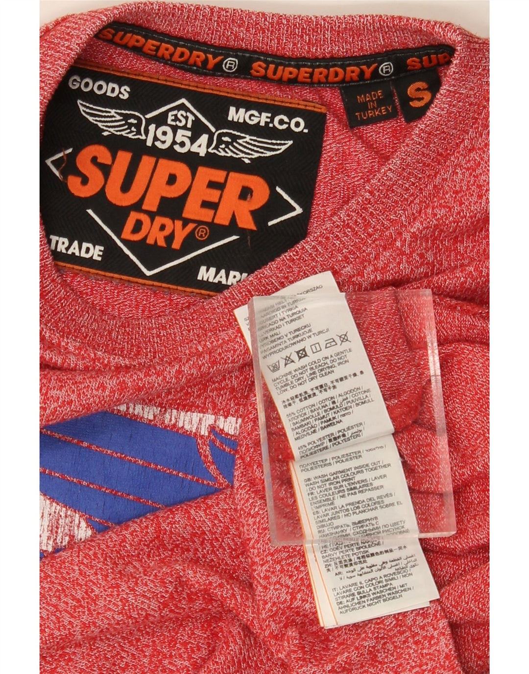 Superdry Мужская футболка с рисунком, маленький красный хлопок с крапинками