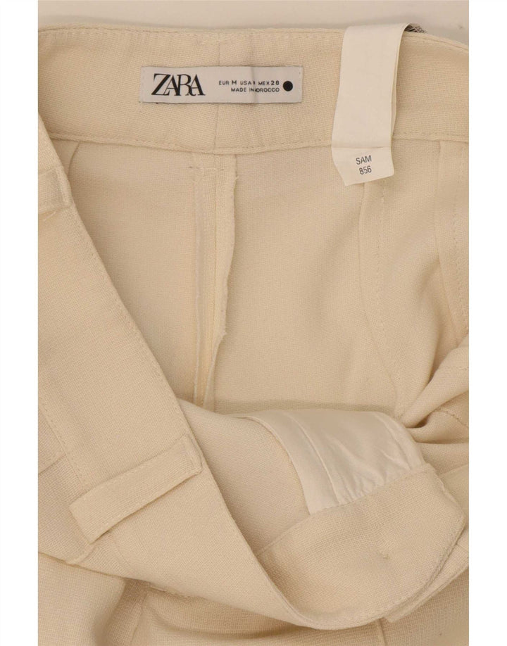Zara Женские прямые повседневные брюки среднего размера W32 L33 из белого полиэстера