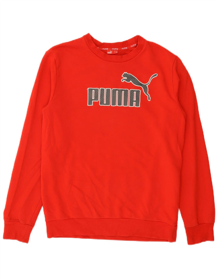 Мужской свитшот с рисунком Puma, хлопковый джемпер среднего красного цвета