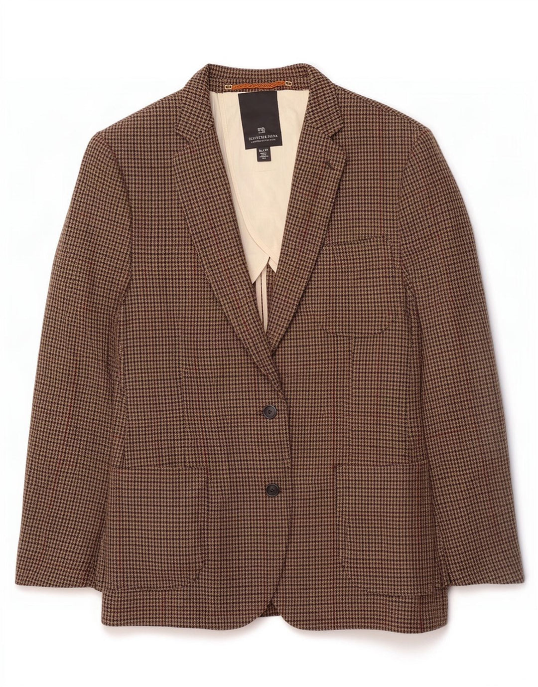 Мужской пиджак на двух пуговицах Scotch & Soda IT 52 XL, коричневый, шерсть с узором «гусиные лапки»