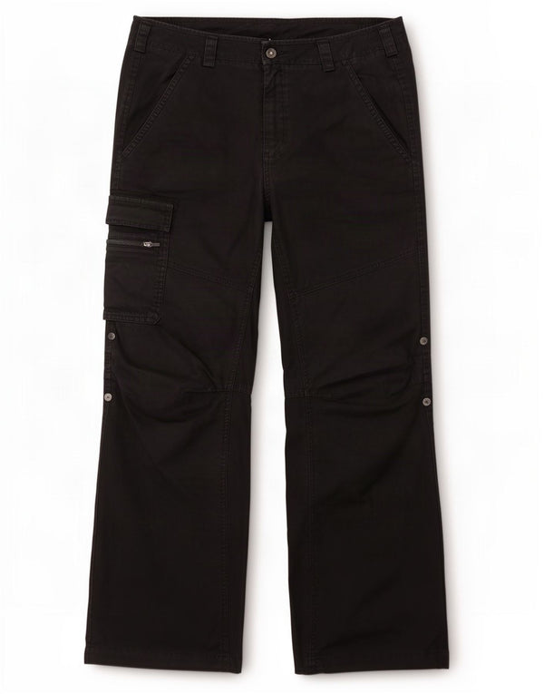 Женские брюки-карго Adidas Bootcut UK 10, маленькие W27 L30, черные, хлопковые