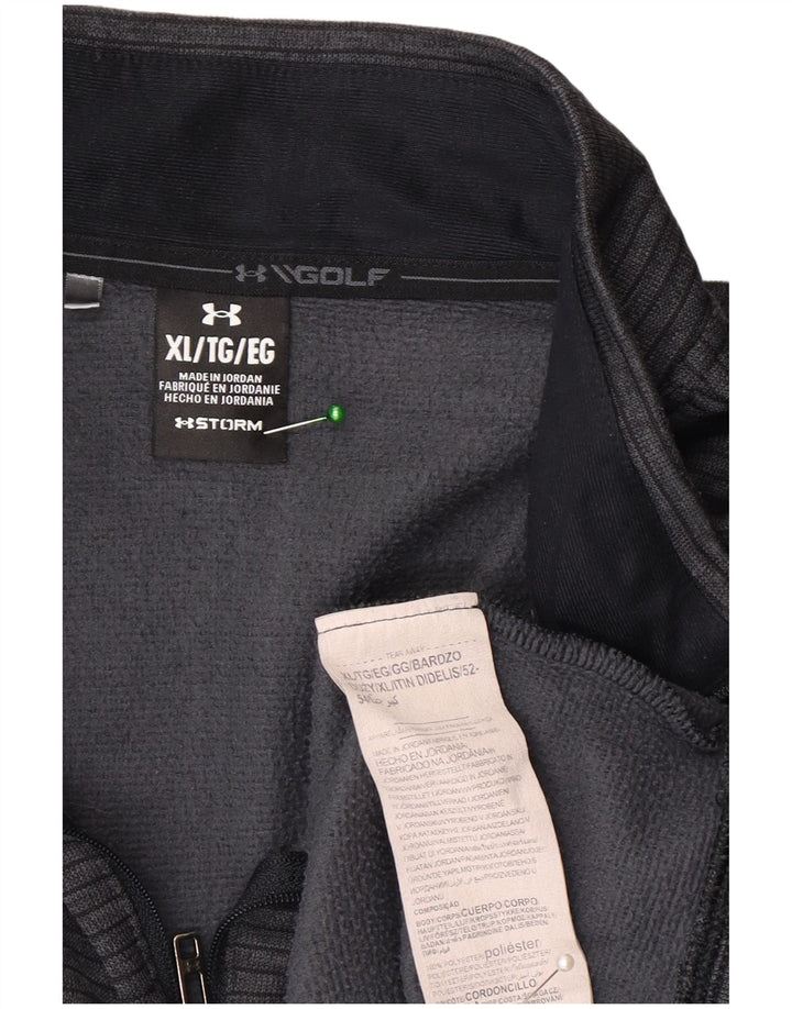 Мужской пуловер с воротником на молнии Under Armour, спортивный костюм, топ XL, серый в полоску