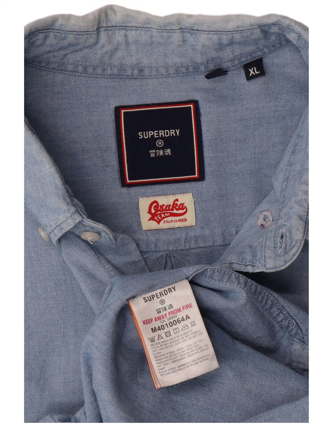 Мужская рубашка Superdry XL, синяя, хлопок