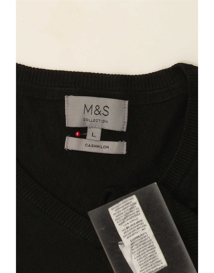 Мужской джемпер с v-образным вырезом Marks & Spencer, большой черный акрил