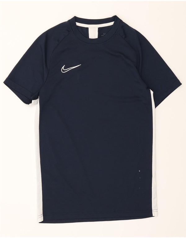 Мужская футболка Nike Dri Fit, маленькая, темно-синяя, полиэстер с цветными блоками