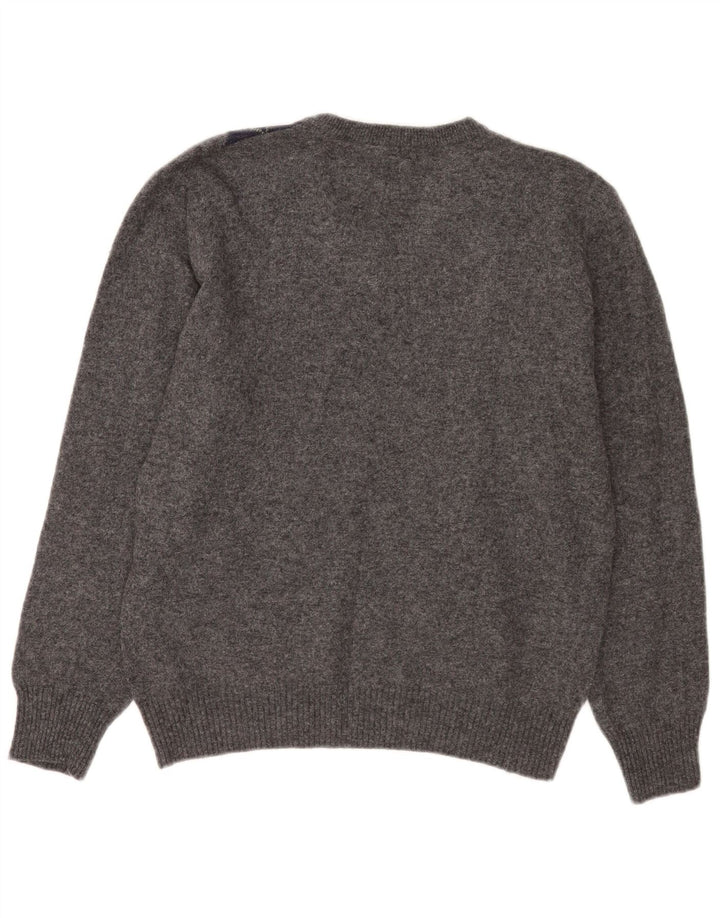 Мужской джемпер с v-образным вырезом Zara, средний серый аргайл/бриллиантовый