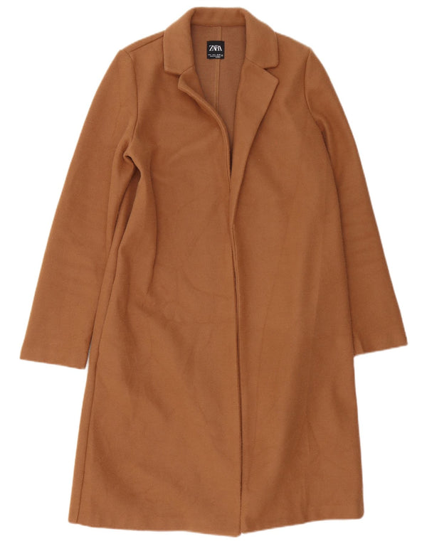 Женское открытое пальто большого размера Zara UK 10, маленький коричневый полиэстер