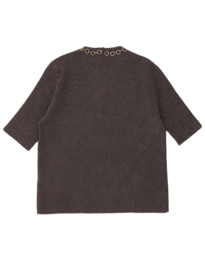 Женская укороченная блузка Zara UK 10, маленькая, серая, вискоза