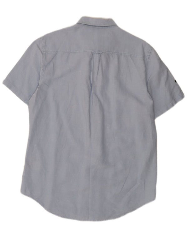 Superdry Mens Short Sleeve Shirt Large Blue Linen