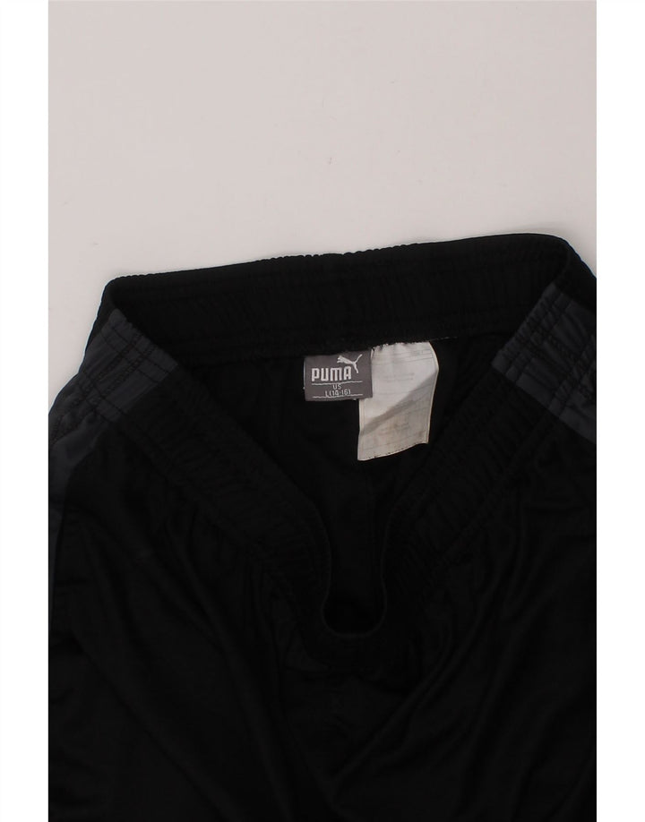 PUMA Boys Sport Shorts 14-15 Years Large Black Colourblock Polyester Vintage Puma and Second-Hand Puma from Messina Hembry 