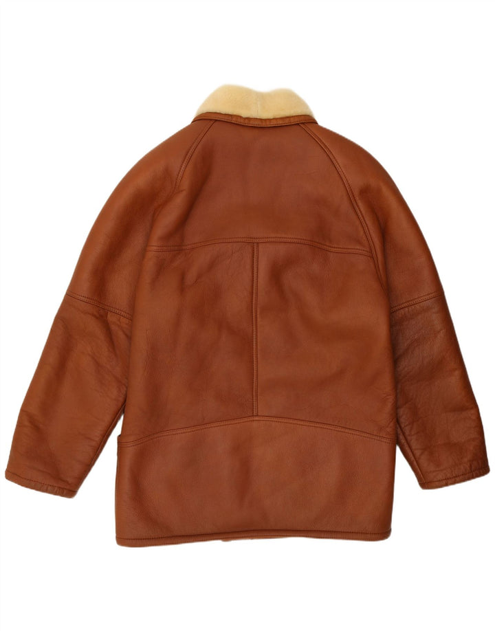 Винтажная мужская короткая куртка IT 52 XL Коричневая короткая дубленка