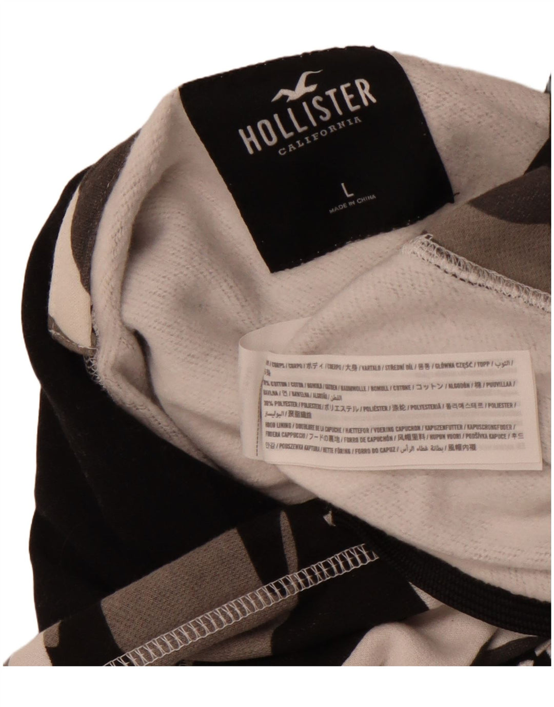 Мужской джемпер с капюшоном HOLLISTER, большой серый камуфляжный хлопок