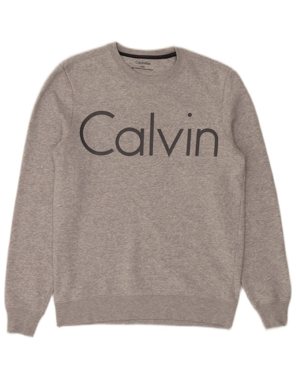 Мужской свитшот с рисунком Calvin Klein XS, серый хлопковый логотип с логотипом