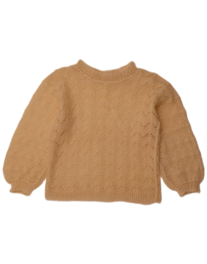 ВИНТАЖНЫЙ женский укороченный джемпер с вырезом лодочкой, Великобритания, 12, средний бежевый