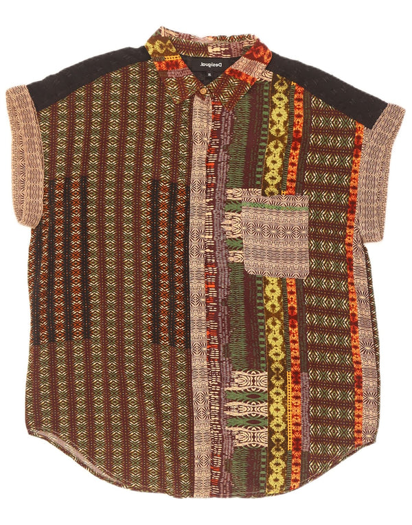 Женская рубашка с коротким рукавом Desigual UK 18 XL, разноцветная вискоза с цветочным принтом