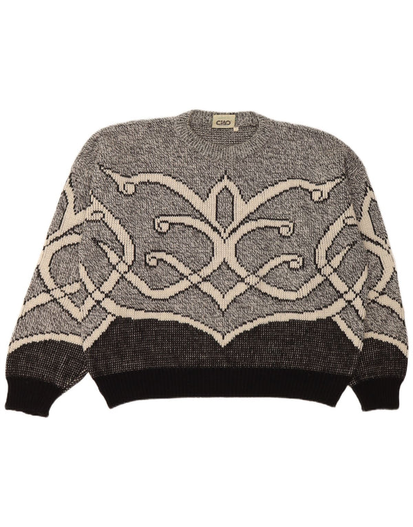 Женский свободный джемпер с круглым вырезом Cido, Великобритания, 16, большой серый цвет Fair Isle