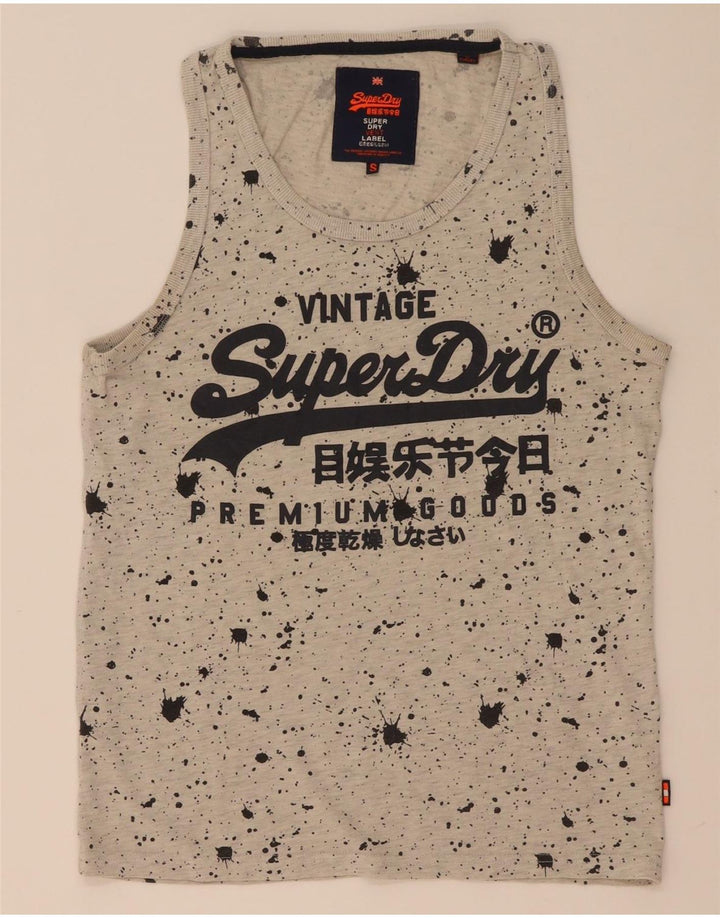 Мужской жилет с рисунком Superdry, маленький серый пятнистый хлопок