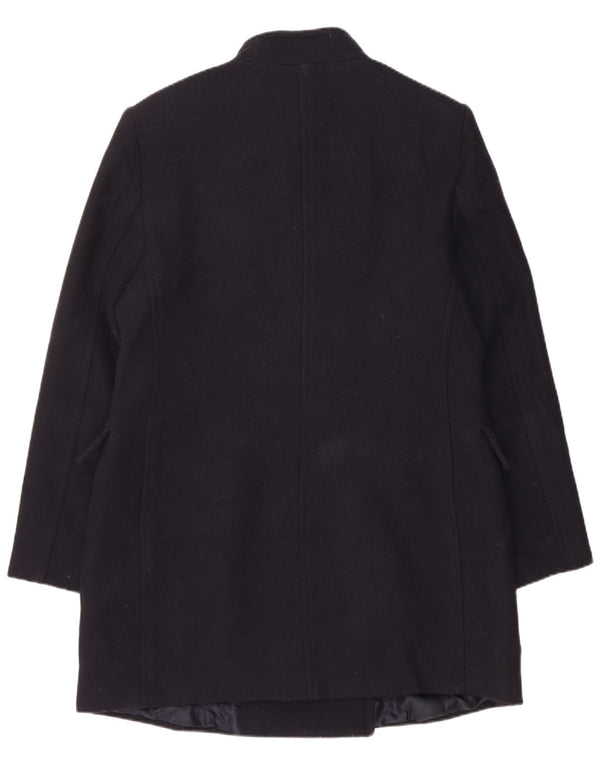 Женское двубортное пальто Zara UK 18 XL из шерсти темно-синего цвета