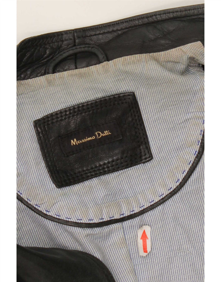 Женская байкерская кожаная куртка Massimo Dutti UK 10, маленькая черная