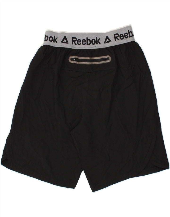 REEBOK Boys Graphic Sport Shorts 13-14 Years Small Black Vintage Reebok and Second-Hand Reebok from Messina Hembry 