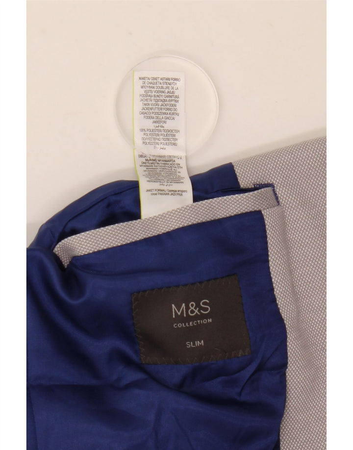Мужской тонкий пиджак Marks & Spencer с 2 пуговицами, Великобритания 40, большой серый полиэстер