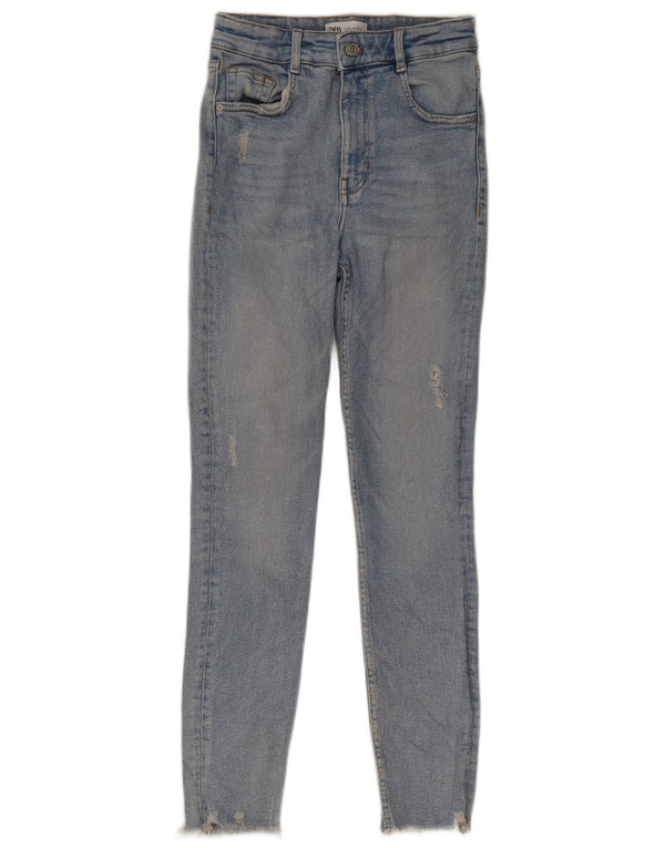 Женские потертые джинсы скинни Zara EU 36 XS W26 L26, синий хлопок