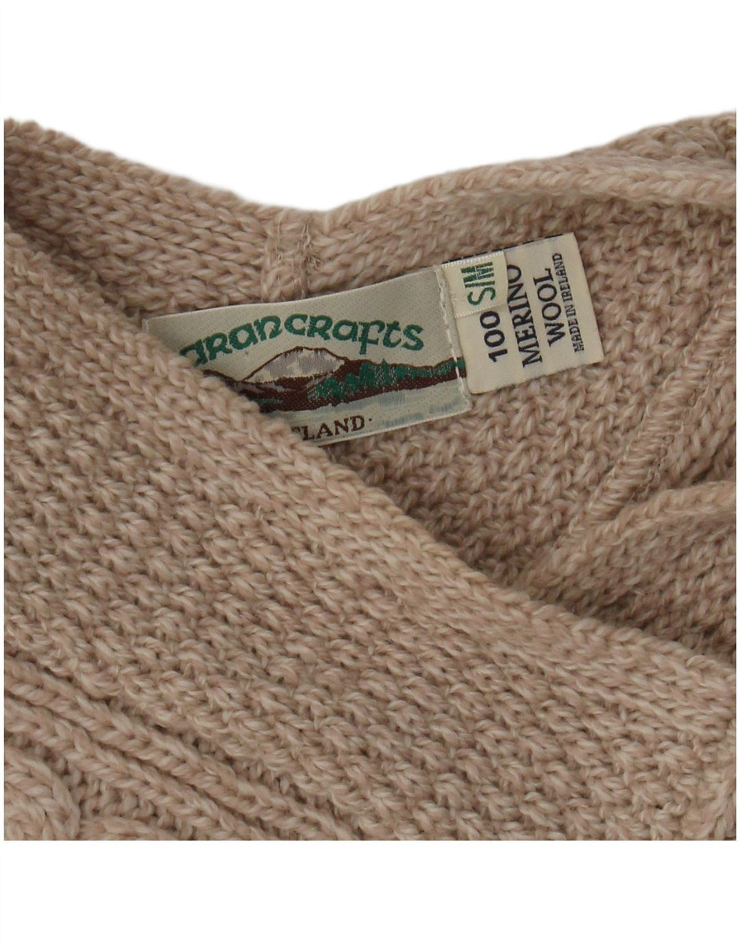 Женский свободный джемпер-пончо Aran Crafts UK 10, маленький размер, бежевый из мериносовой шерсти