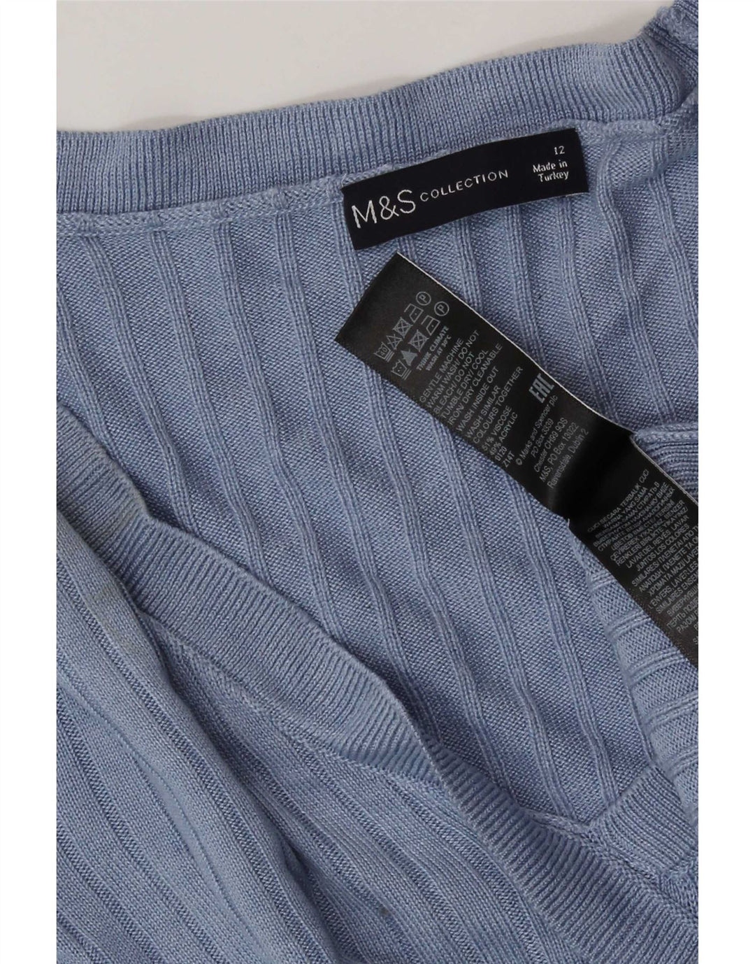 Женская укороченная блузка Marks & Spencer UK 12, средний синий вискоза