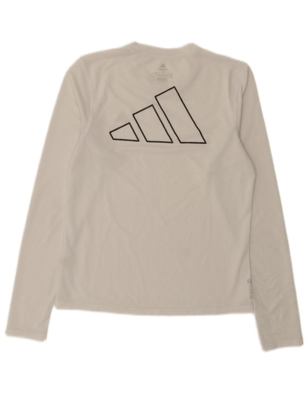 Adidas Womens Graphic Top Long Sleeve UK 8/10 Small White Polyester