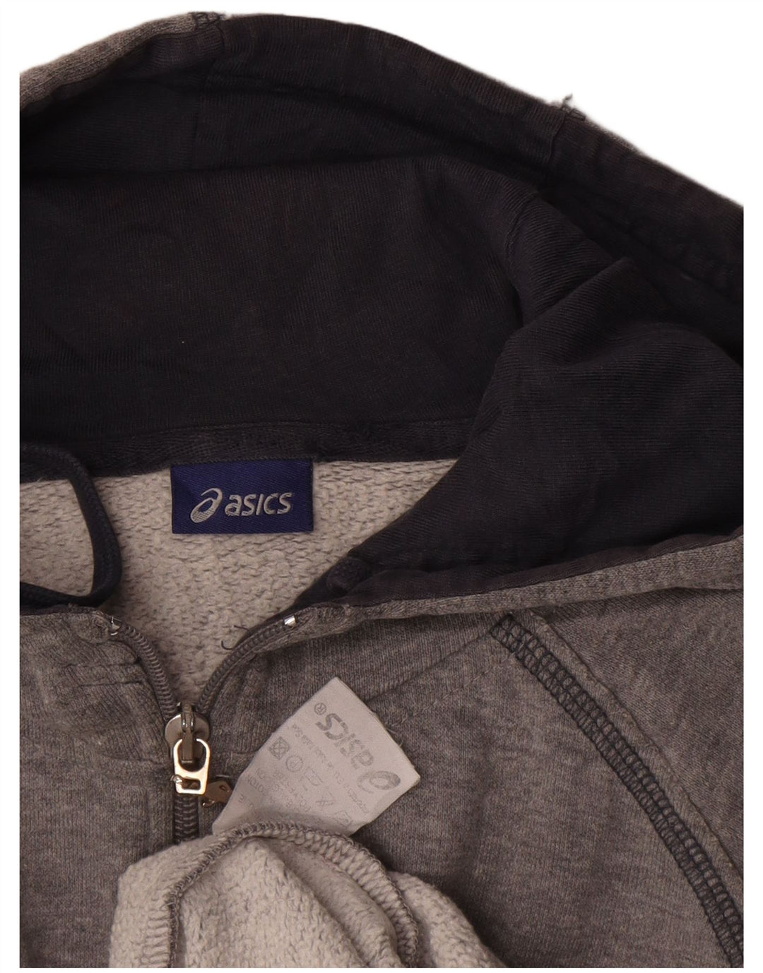 Мужской свитер с капюшоном на молнии Asics, большой серый, хлопковый