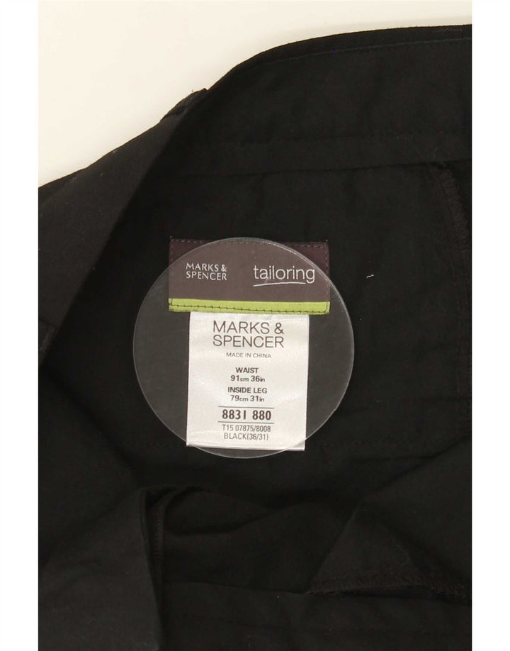 Мужские прямые костюмные брюки Marks & Spencer W36 L31, черный полиэстер