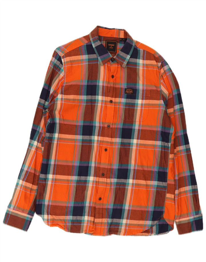 Мужская фланелевая рубашка Superdry, большая оранжевая клетчатая рубашка из хлопка