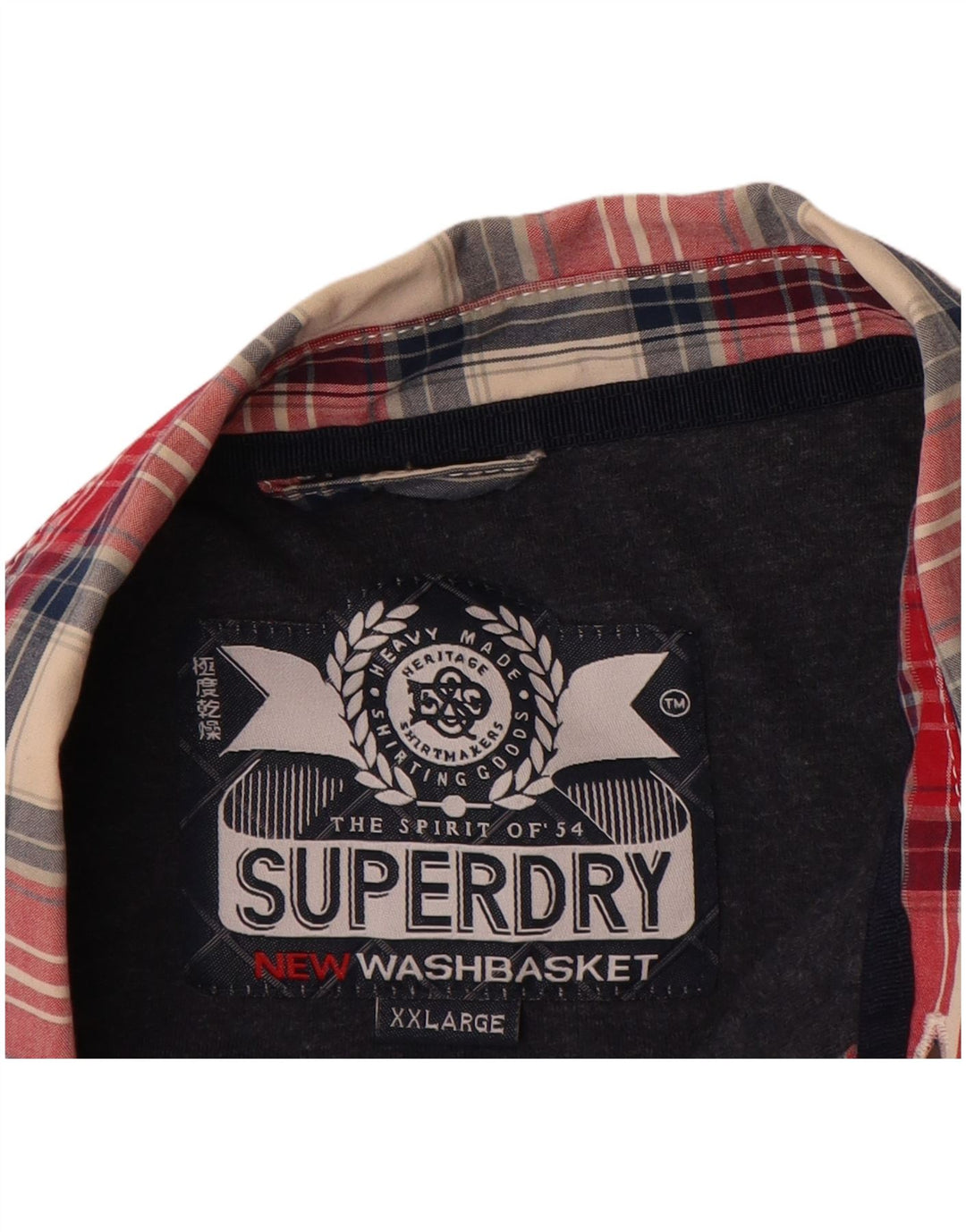 SUPERDRY Мужская рубашка 2XL из хлопка в красную клетку