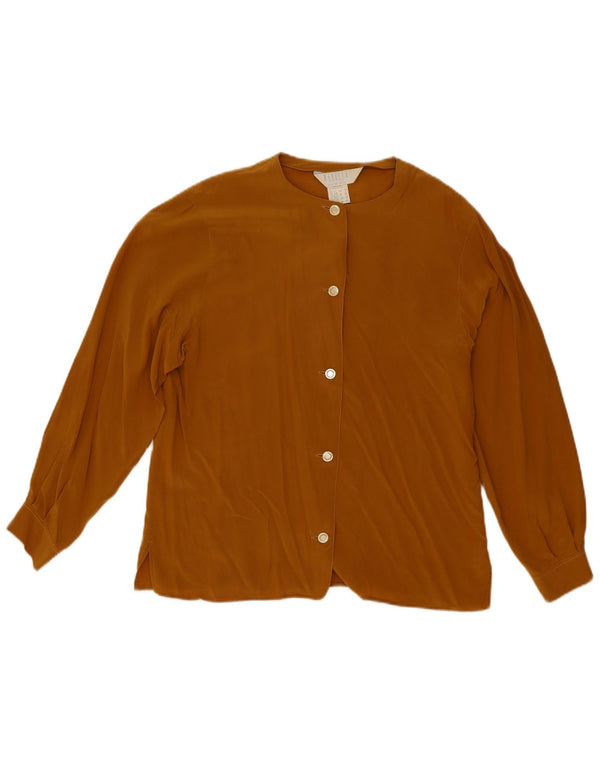 Женская Блузка-Рубашка Marella UK 12 Средний Коричневый Шелк