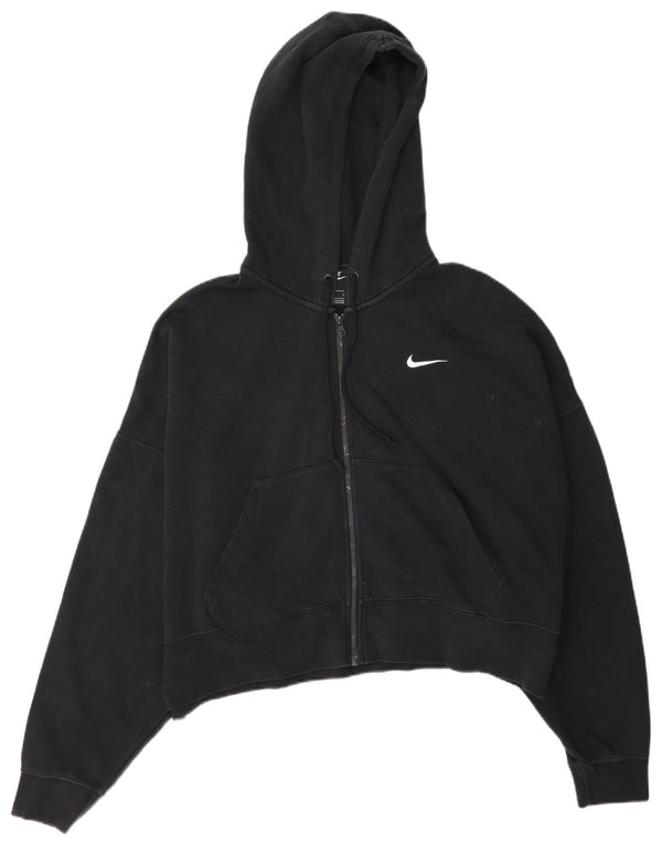 Женский укороченный свитер с капюшоном на молнии большого размера Nike UK 16, большой черный хлопок