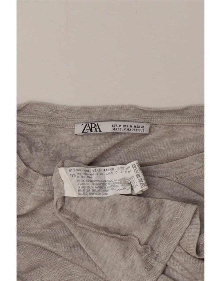Женский топ Zara с длинным рукавом UK 14, средний серый лиоцелл с крапинками