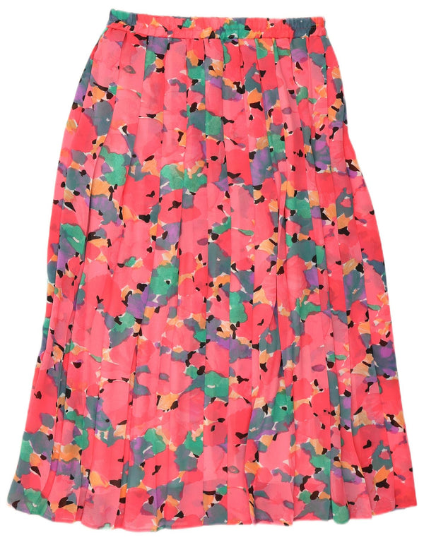 Женская плиссированная юбка-нож LIBRA UK 14 Medium W28 Розовая с цветочным принтом в стиле ретро