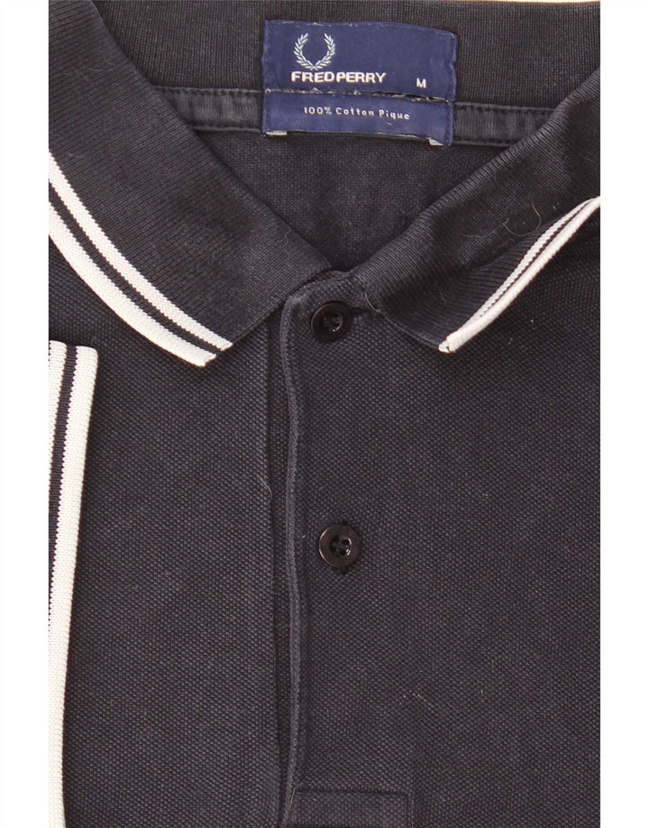 Мужская рубашка-поло Fred Perry среднего размера, темно-синяя полоска, хлопок