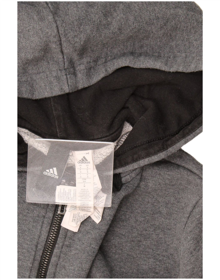 Adidas Мужской свитер с капюшоном на молнии, маленький серый хлопок