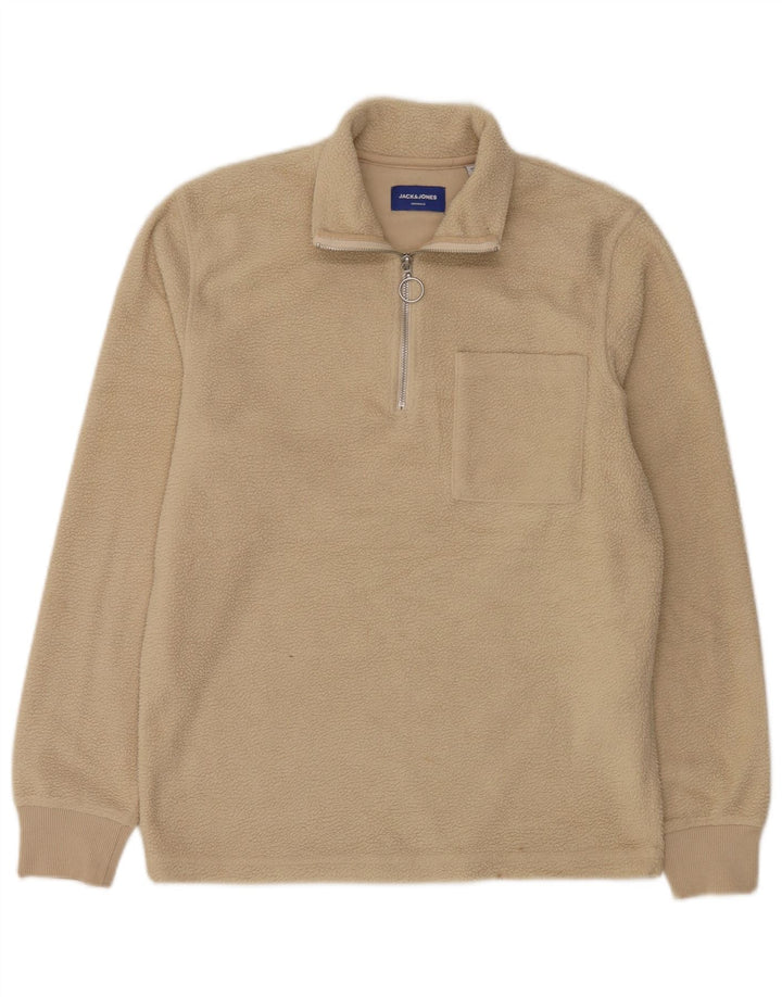 Мужской флисовый джемпер с воротником на молнии Jack & Jones, средний бежевый, полиэстер