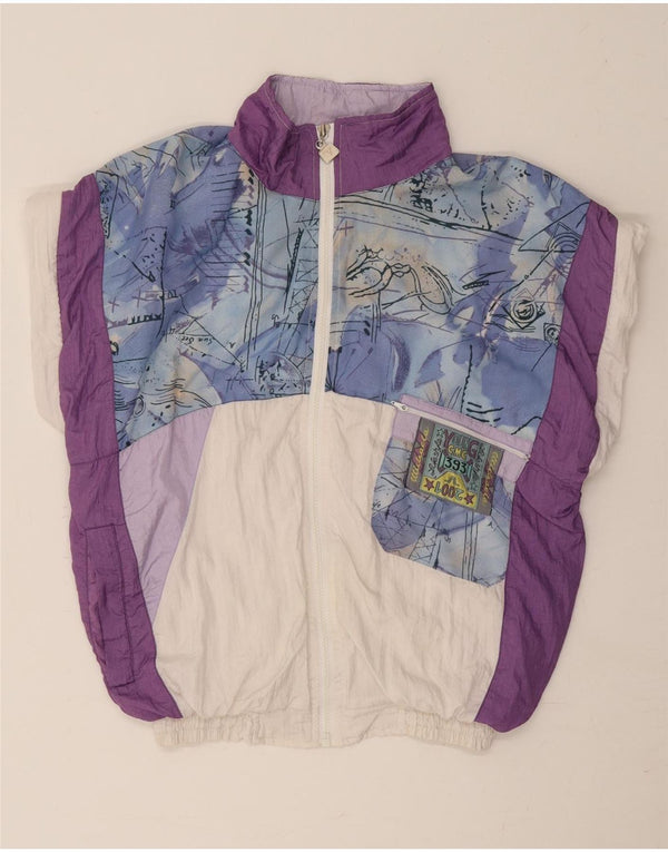 ВИНТАЖНЫЙ женский спортивный костюм оверсайз, верхняя куртка UK 10, маленький белый