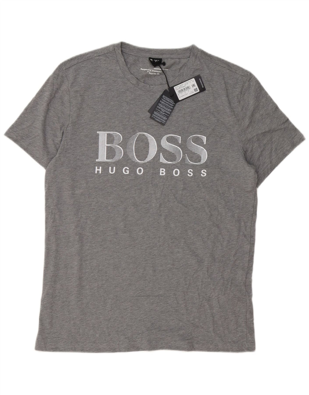 Мужская футболка с рисунком Hugo Boss, большой серый хлопок