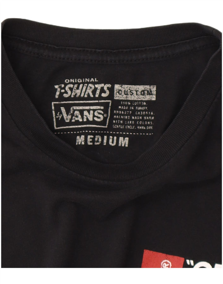 Мужская футболка с рисунком Vans, хлопковый топ среднего размера, черный